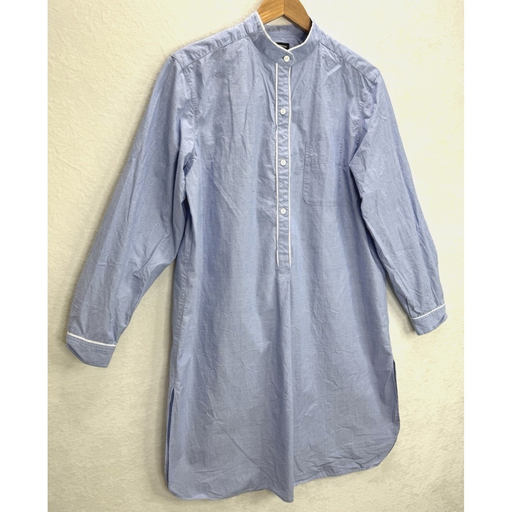 J. Peterman Women's Blue Long Sleeve Tunic Cotton Popover Top Size Large - Picture 4 of 9